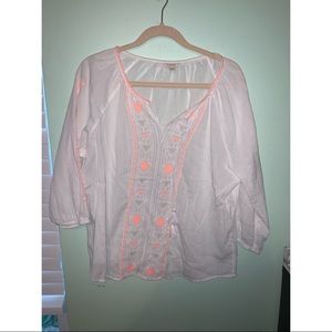 White Sonoma Blouse with Tie and Aztec Detail